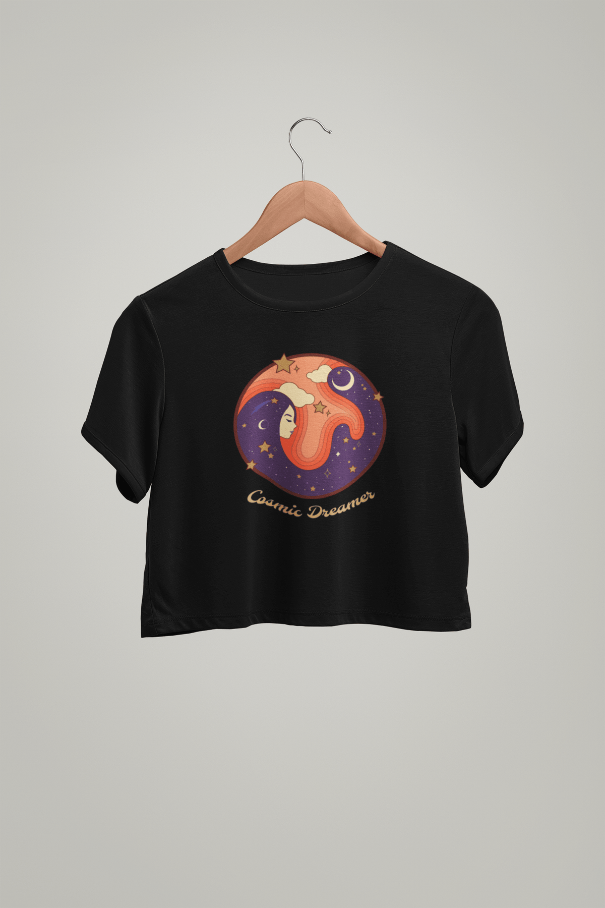 " DREAM GIRL "- HALFSLEEVE CROP TOPS BLACK