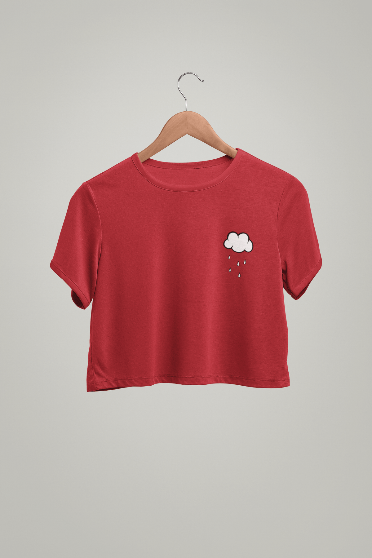 " CLOUDS AND RAINS " Half-sleeve Pocket Design Crop Top's