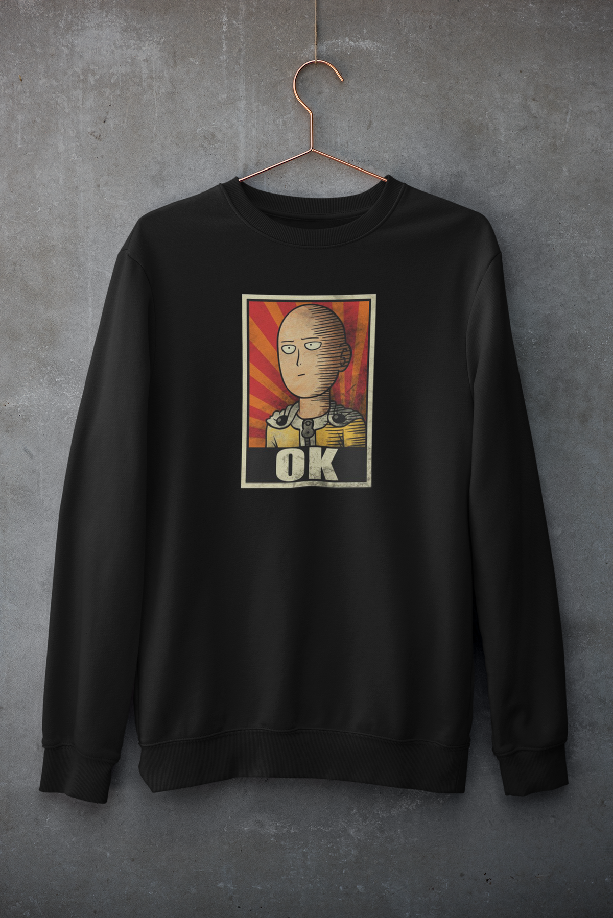 OK- One Punch Man Unisex Winter Sweatshirt BLACK