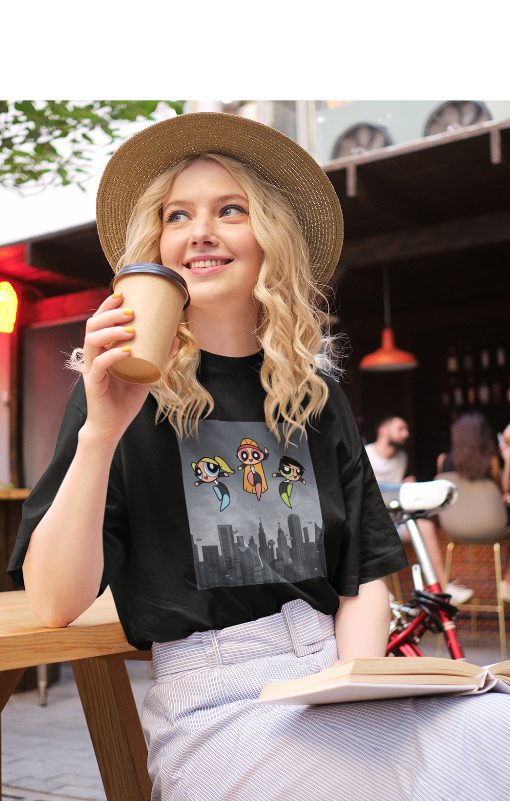 THE SAVIORS- POWERPUFF GIRLS : HALF SLEEVE T-SHIRT BLACK