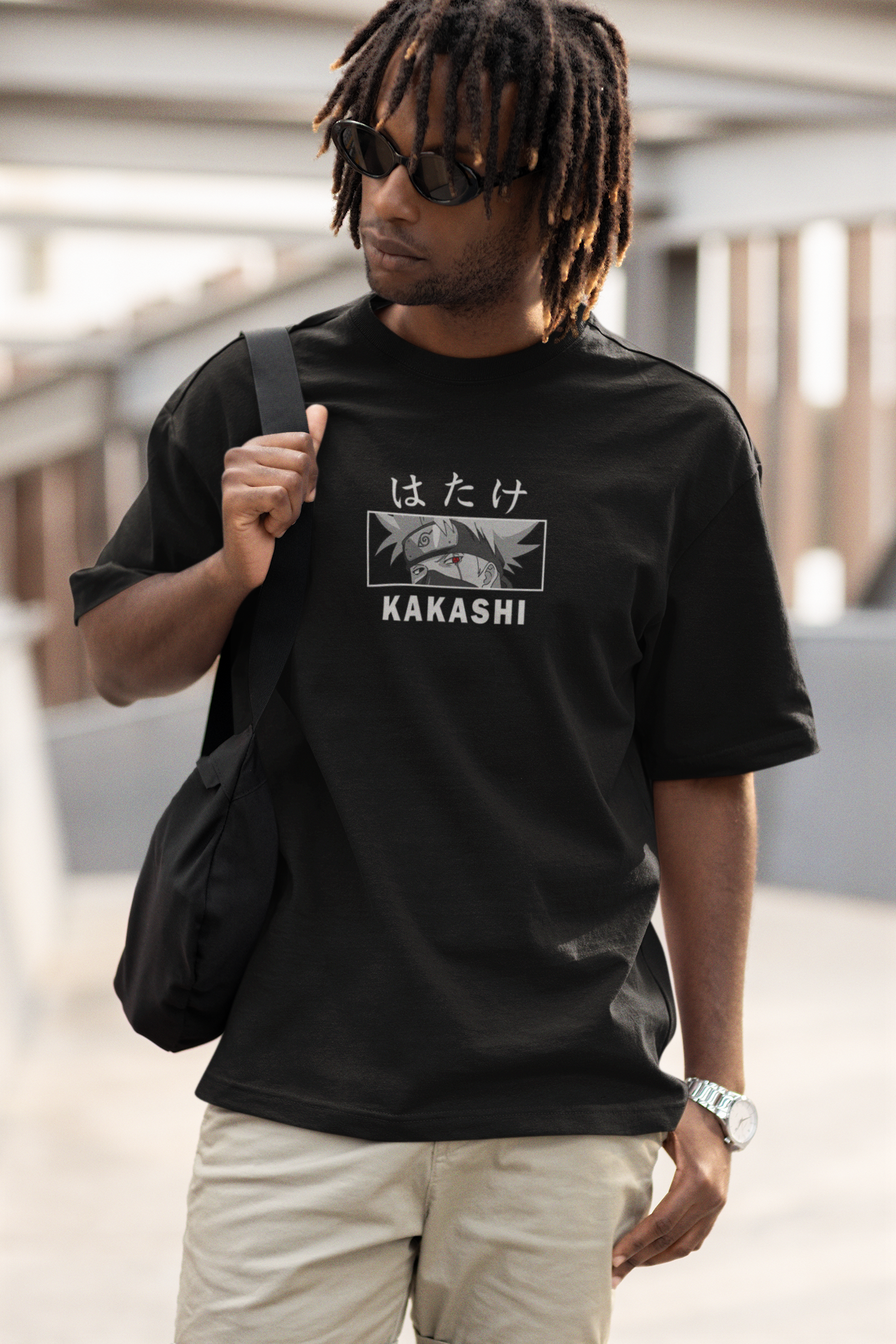 Kakashi- (Double Sided Print): Anime- Oversized T-Shirts