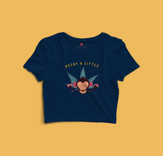 " RELAX A LITTLE " - HALF-SLEEVE CROP TOPS.