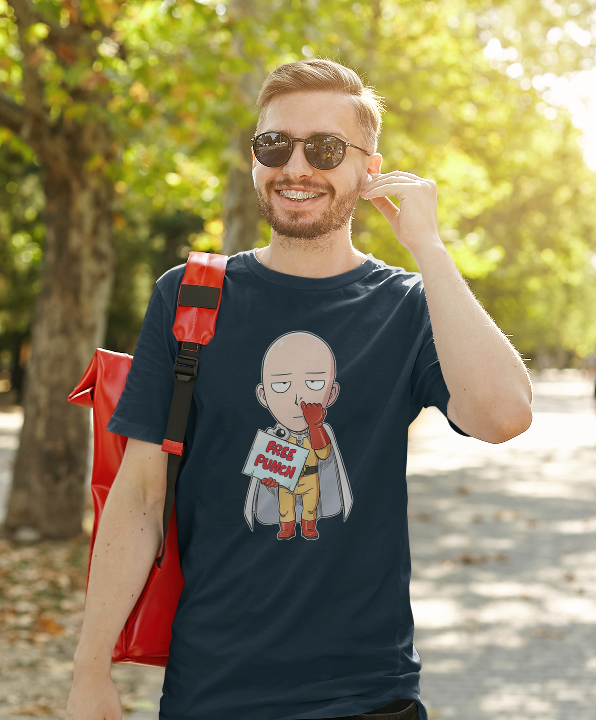 Free Punch: One Punch Man : Anime- Regular Fit T-Shirts