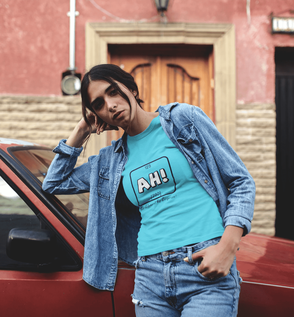"AH" - HALF-SLEEVE T-SHIRTS SKY BLUE