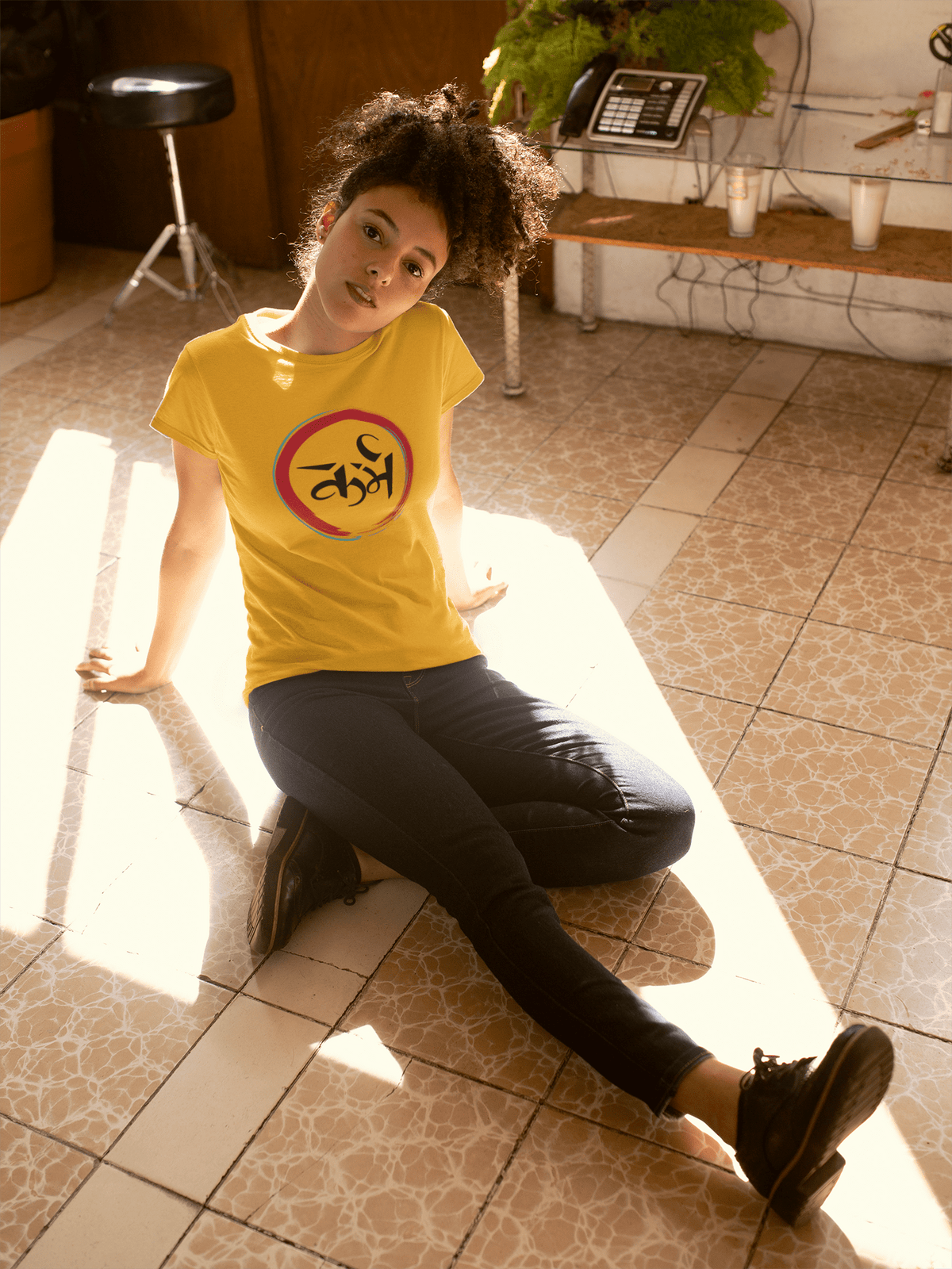 KARMA : HALF-SLEEVE T-SHIRTS YELLOW