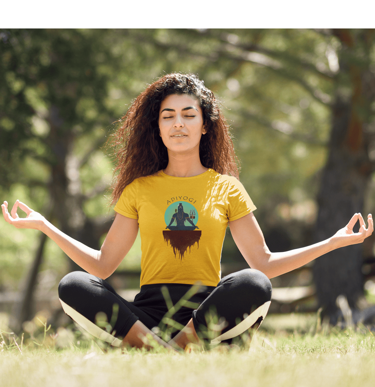 " ADIYOGI " - HALF-SLEEVE T-SHIRTS YELLOW