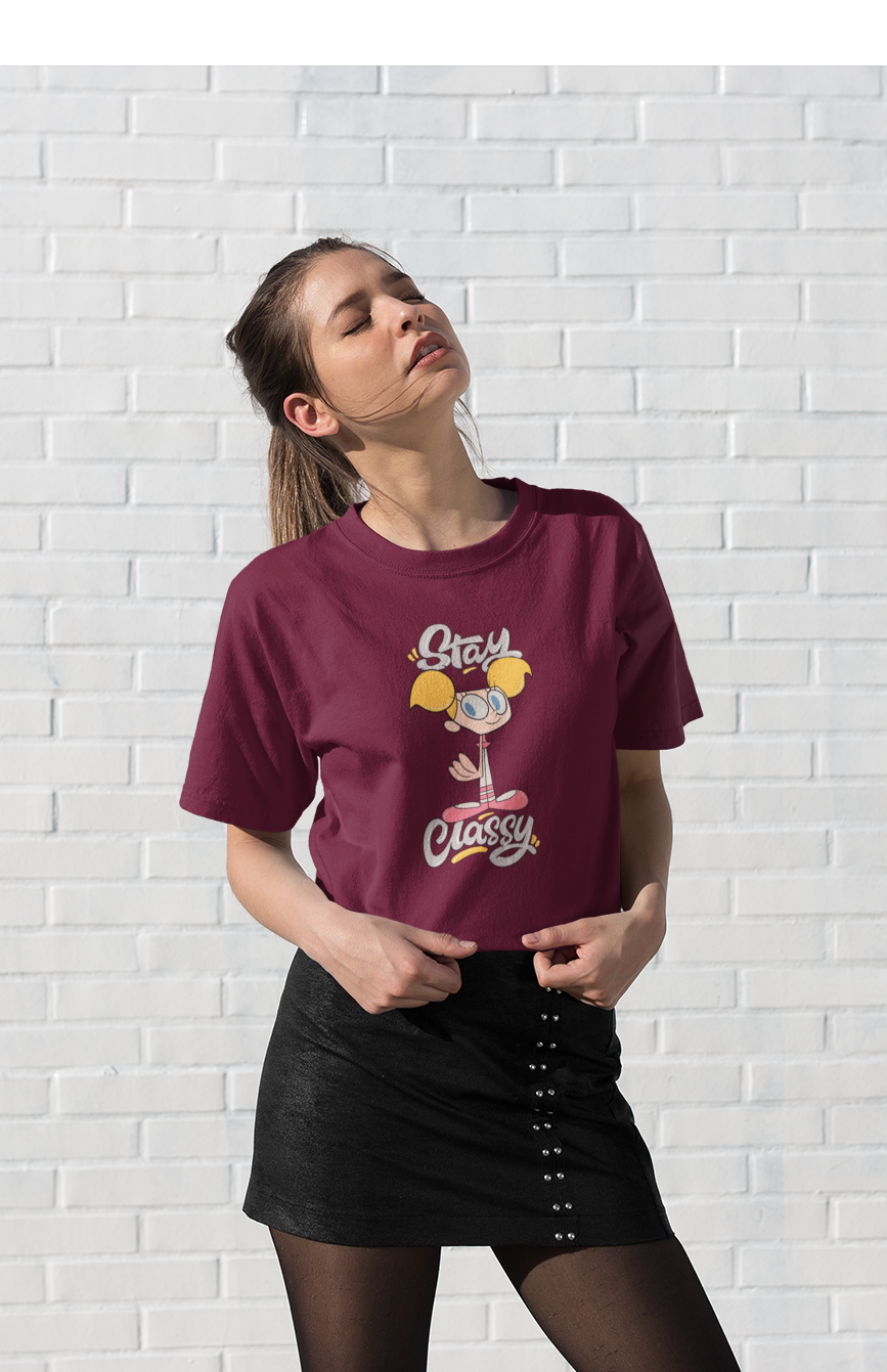 STAY CLASSY : Dexter's Laboratory - HALF-SLEEVE T-SHIRTS MAROON