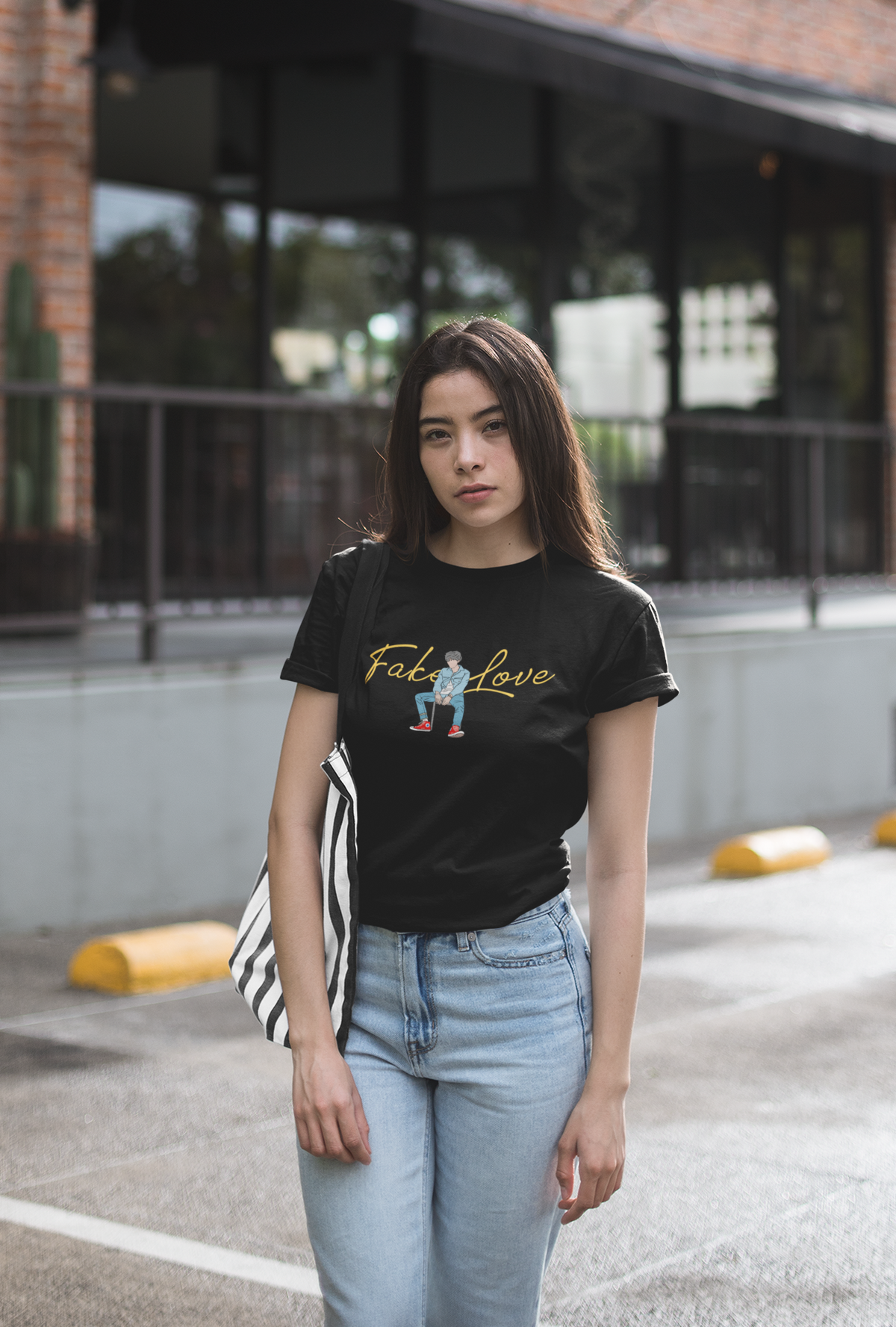 FAKE LOVE : BTS - HALF-SLEEVE T-SHIRTS BLACK