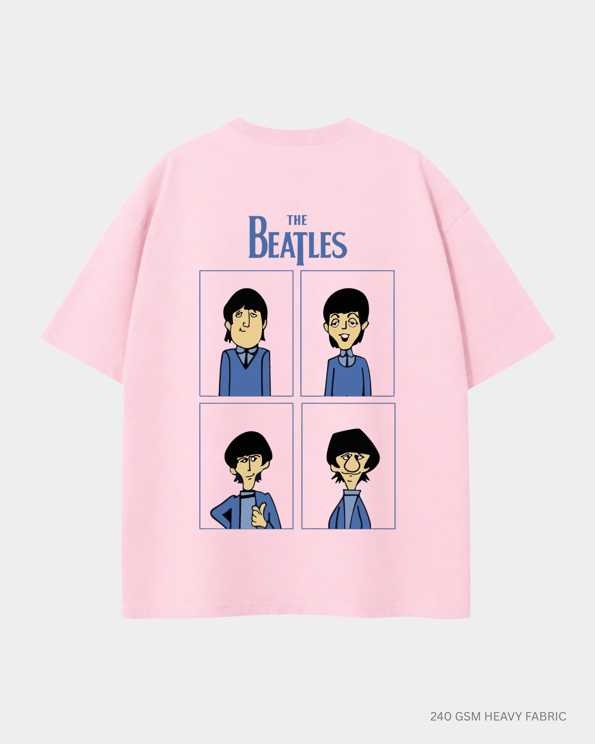 The Beatles Classic Band Graphic Unisex Oversized T-Shirt | Antherr Core Baby Pink Cotton 240 GSM