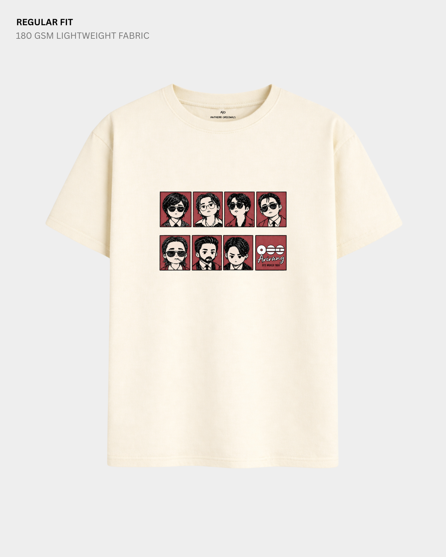 Chibi Arirang BTS 2.0 Regular Fit T-Shirt | Antherr Core Off White Cotton 180 GSM