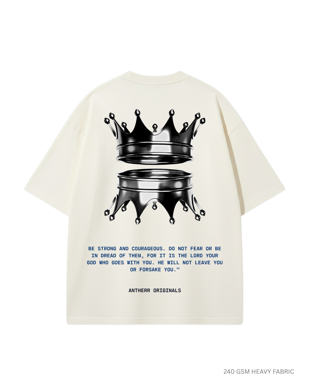 Crown Unisex Oversized T-Shirts OFF-WHITE Cotton 240 GSM