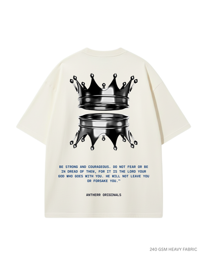 Crown Unisex Oversized T-Shirts OFF-WHITE Cotton 240 GSM