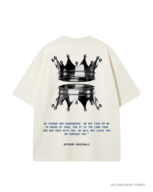 Crown Unisex Oversized T-Shirts OFF-WHITE Cotton 240 GSM