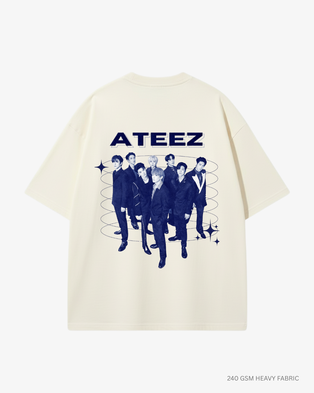 Ateez Squad Unisex Oversized T-Shirt | Antherr Core Off White Cotton 240 GSM