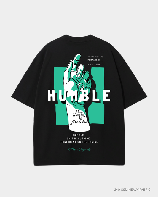 Humble Oversized T-Shirt for Men & Women | Antherr Originals Black Cotton 240 GSM
