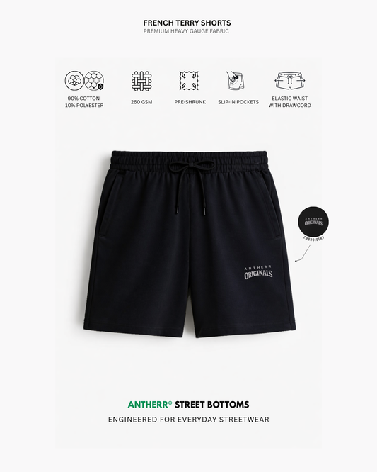 Black Unisex Everyday French Terry Shorts Black