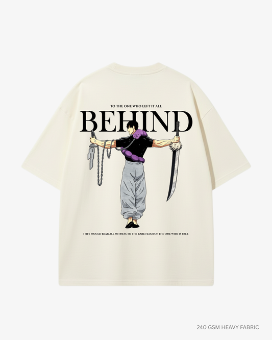 Behind-Toji Fushiro Unisex Oversized T-Shirt | Antherr Core Off-White Cotton 240 GSM