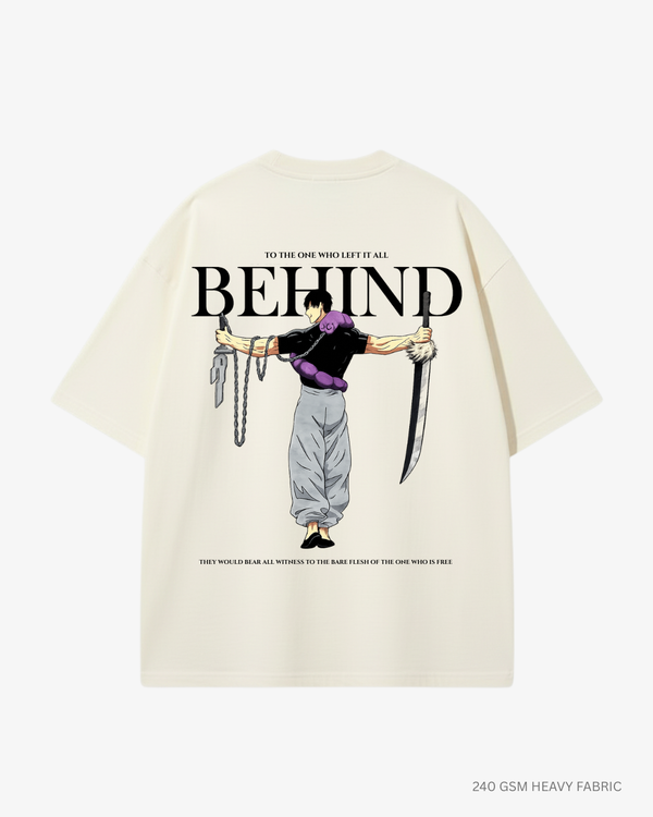 Behind-Toji Fushiro Unisex Oversized T-Shirt | Antherr Core Off-White Cotton 240 GSM
