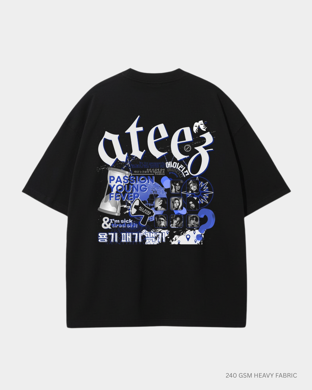 Ateez Unisex Oversized T-Shirt | Antherr Core Black Cotton 240 GSM