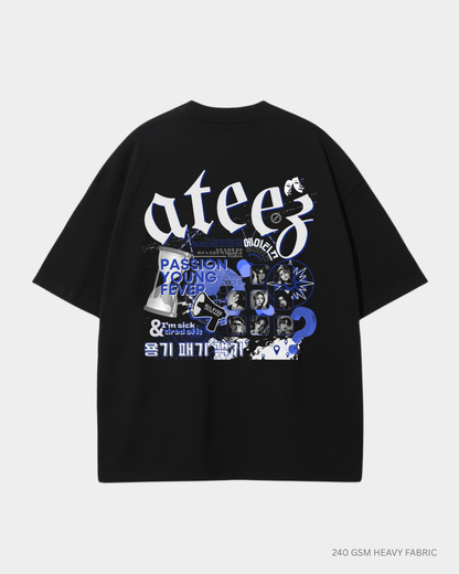 Ateez Unisex Oversized T-Shirt | Antherr Core Black Cotton 240 GSM