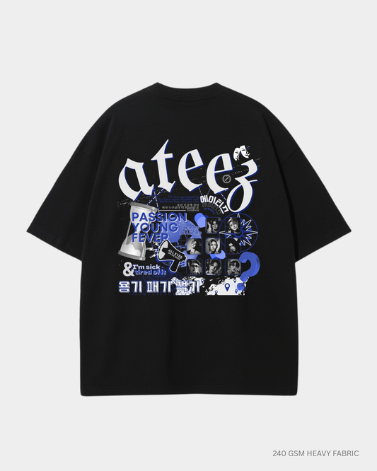 Ateez Unisex Oversized T-Shirt | Antherr Core Black Cotton 240 GSM