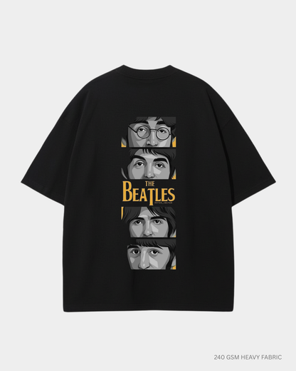 The Beatles Graphic Unisex Oversized T-Shirt | Antherr Core Black Cotton 240 GSM