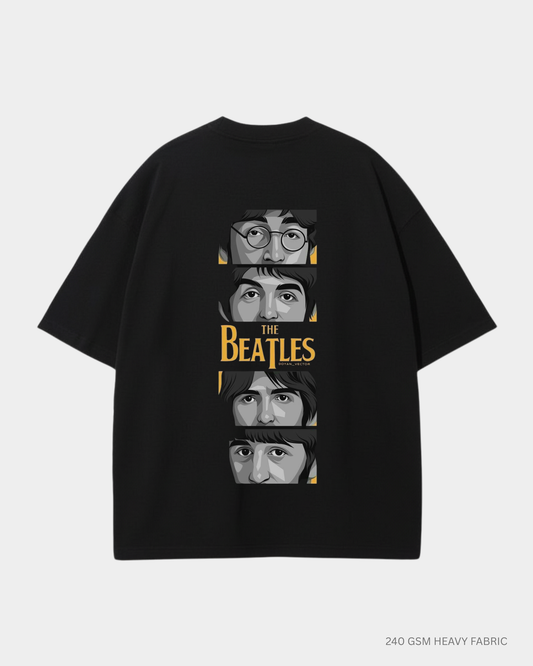 The Beatles Graphic Unisex Oversized T-Shirt | Antherr Core Black Cotton 240 GSM
