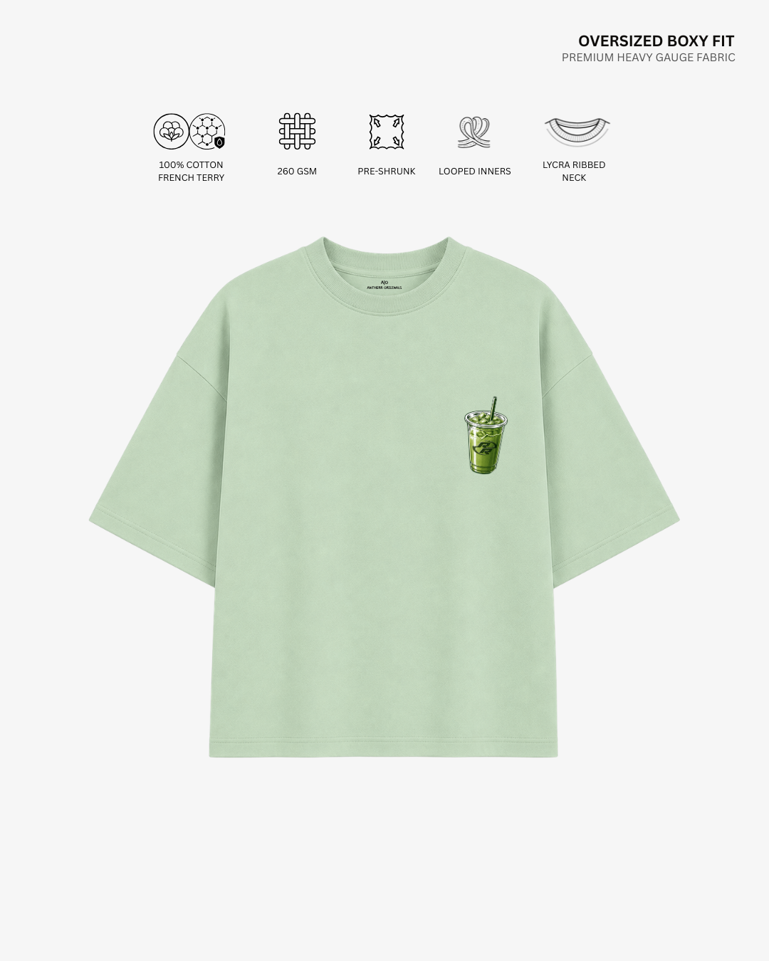 Morning Matcha French Terry Oversized T-Shirt | Antherr Originals