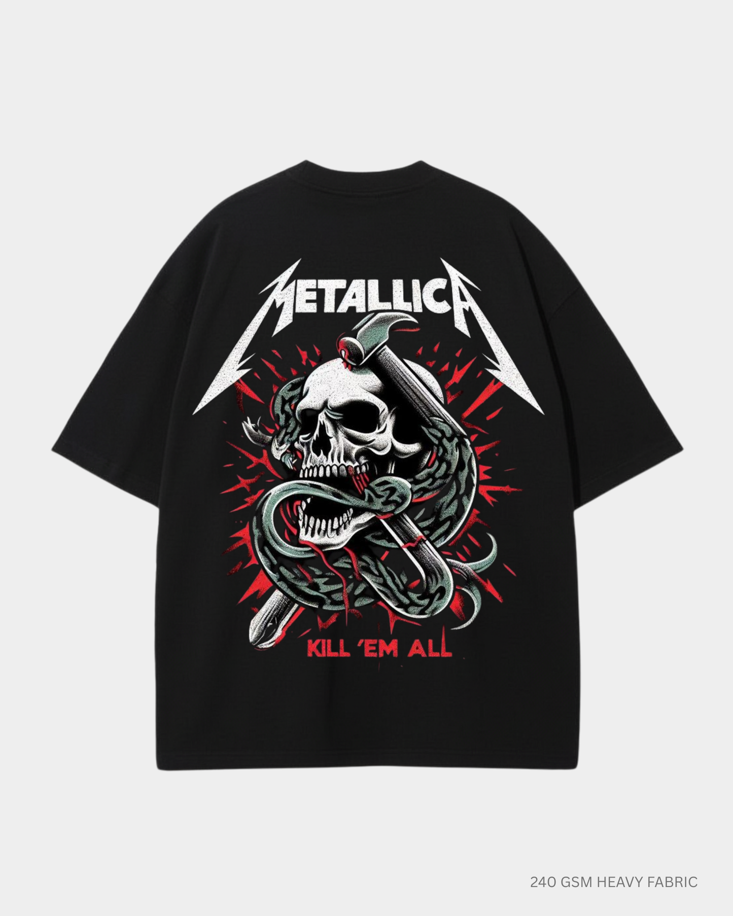 Metallica Graphic Unisex Oversized T-Shirt | Antherr Core Black Cotton 240 GSM