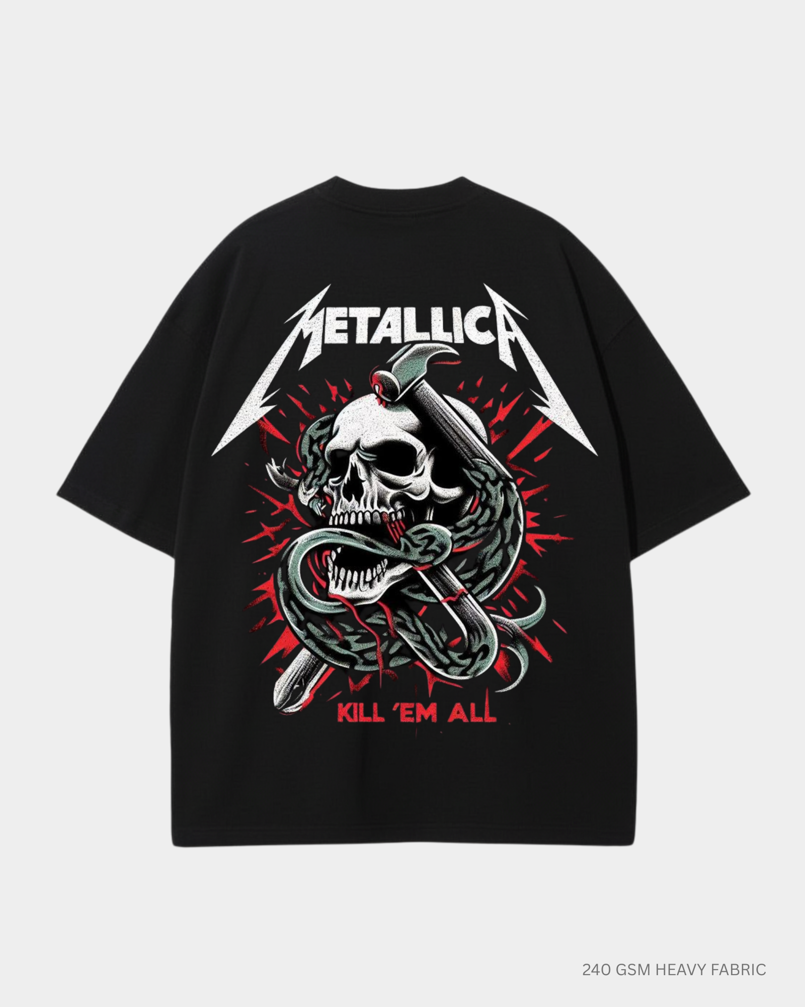 Metallica Graphic Unisex Oversized T-Shirt | Antherr Core Black Cotton 240 GSM