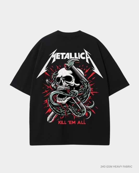 Metallica Graphic Unisex Oversized T-Shirt | Antherr Core Black Cotton 240 GSM