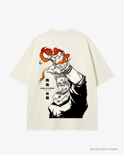 Sukuna King of Curses Anime Unisex Oversized T-Shirt | Antherr Core Off-White Cotton 240 GSM