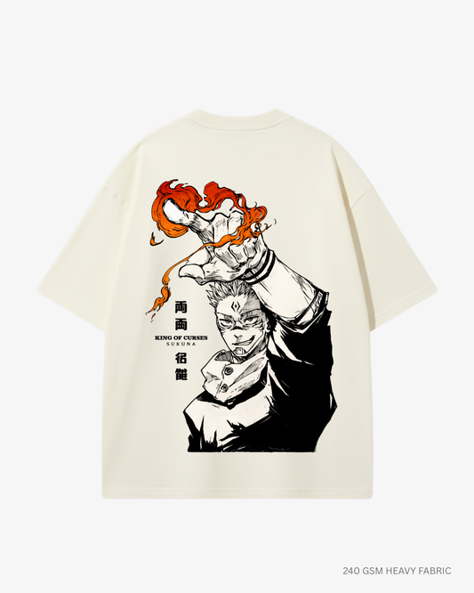 Sukuna King of Curses Anime Unisex Oversized T-Shirt | Antherr Core Off-White Cotton 240 GSM