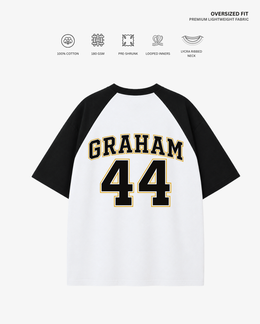 Briar University Unisex Ranglan Oversized T-Shirt | Antherr Core GRAHAM (Black-White) Cotton 180 GSM