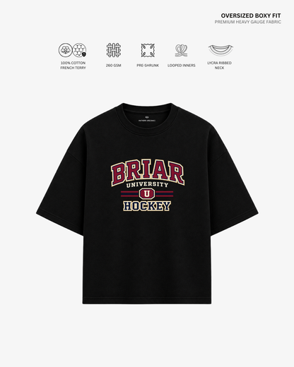 Briar U Hockey French Terry Oversized T-Shirt | Antherr Core BLACK Cotton French Terry 260 GSM