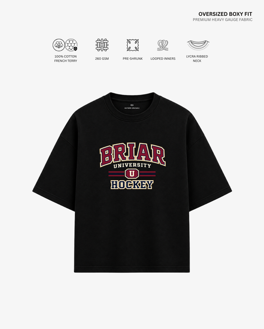 Briar U Hockey French Terry Oversized T-Shirt | Antherr Core BLACK Cotton French Terry 260 GSM