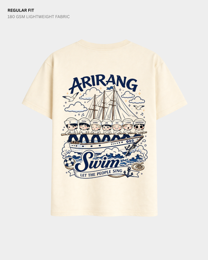 Chibi Swim Arirang BTS Regular Fit T-Shirt | Antherr Core Off White Cotton 180 GSM