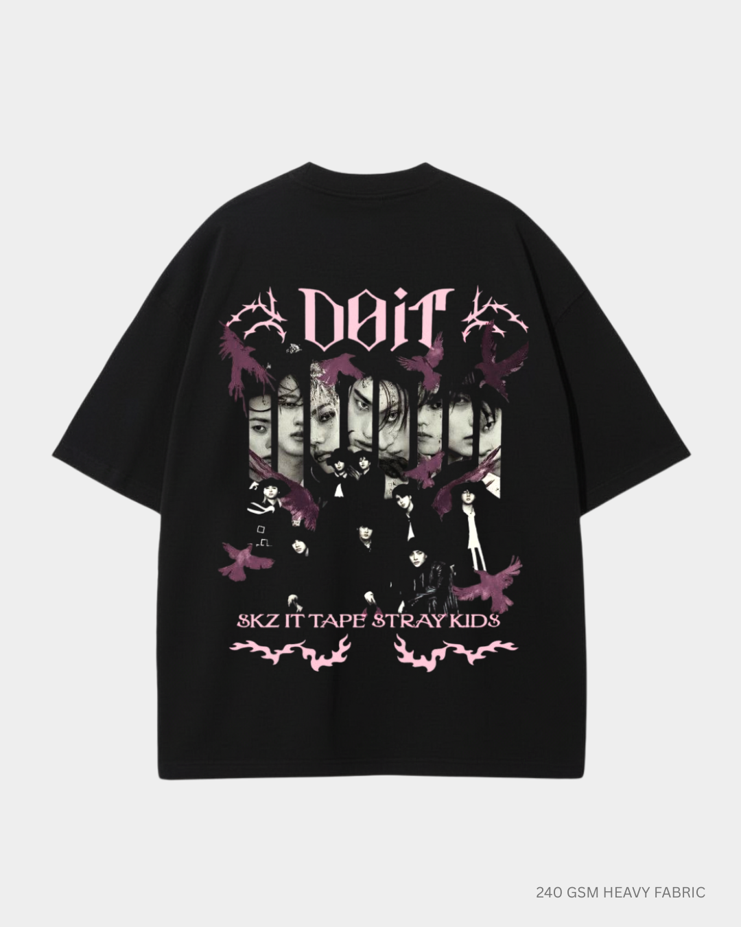 Straykids Do It Oversized T-Shirt India | Antherr Core Black Cotton 240 GSM
