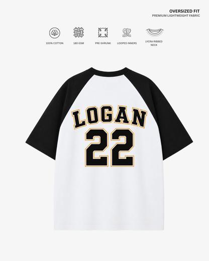 Briar University Unisex Ranglan Oversized T-Shirt | Antherr Core LOGAN (Black-White) Cotton 180 GSM