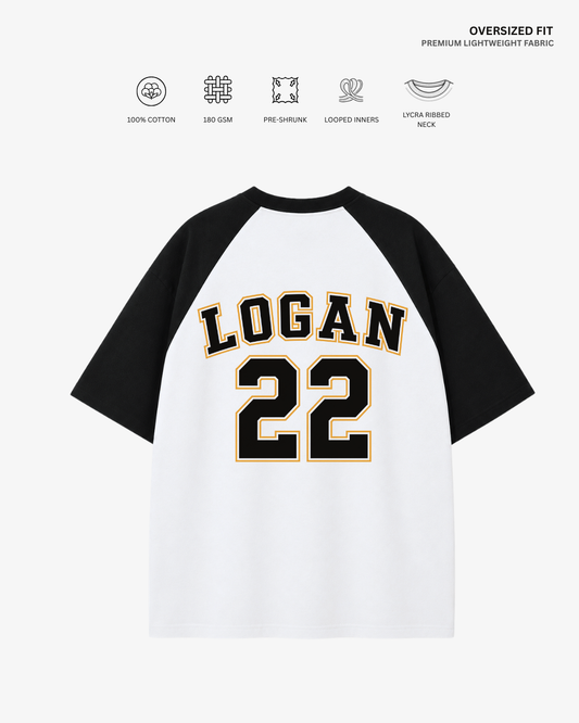 Briar University Unisex Ranglan Oversized T-Shirt | Antherr Core LOGAN (Black-White) Cotton 180 GSM