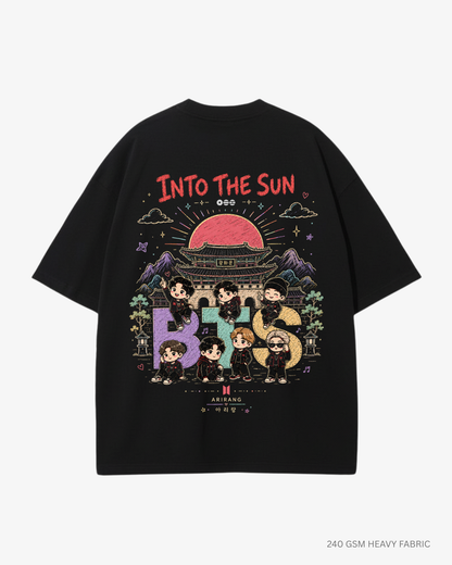 Into The Sun Arirang BTS Unisex Oversized T-Shirt | Antherr Core Black Cotton 240 GSM