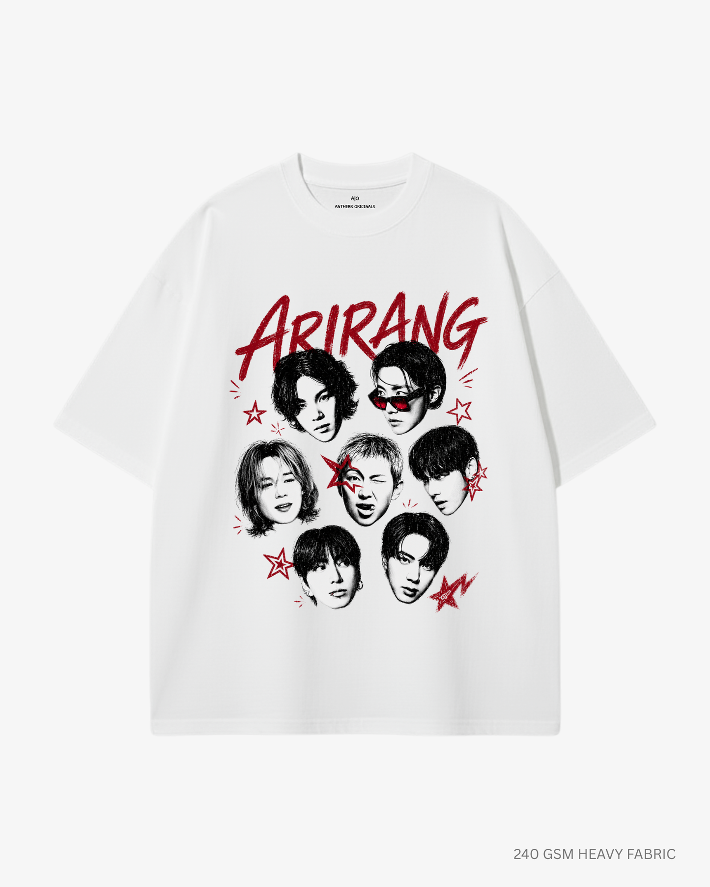 Arirang Squad Unisex Oversized T-Shirt | Antherr Core White Cotton 240 GSM