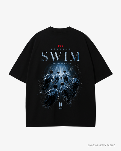 Keep Swimming Arirang Unisex Oversized T-Shirt | Antherr Core Black Cotton 240 GSM