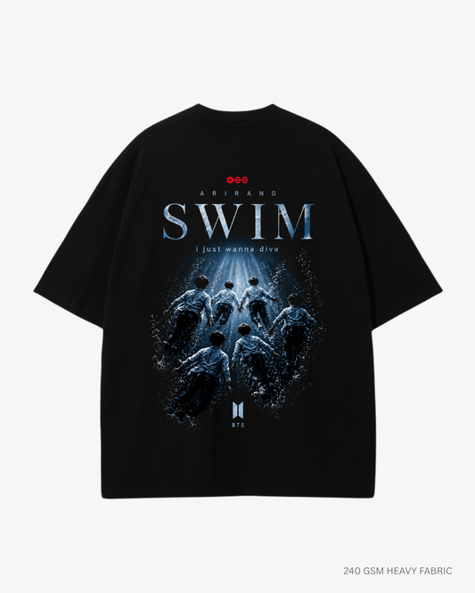 Keep Swimming Arirang Unisex Oversized T-Shirt | Antherr Core Black Cotton 240 GSM
