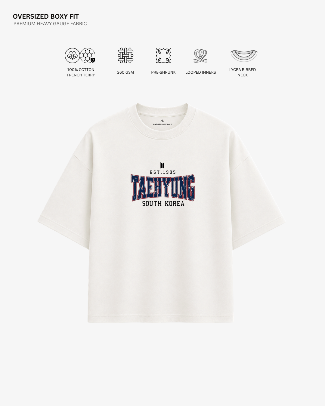 BTS Varsity Edition French Terry Oversized T-Shirt | Antherr Core Cotton French Terry 260 GSM