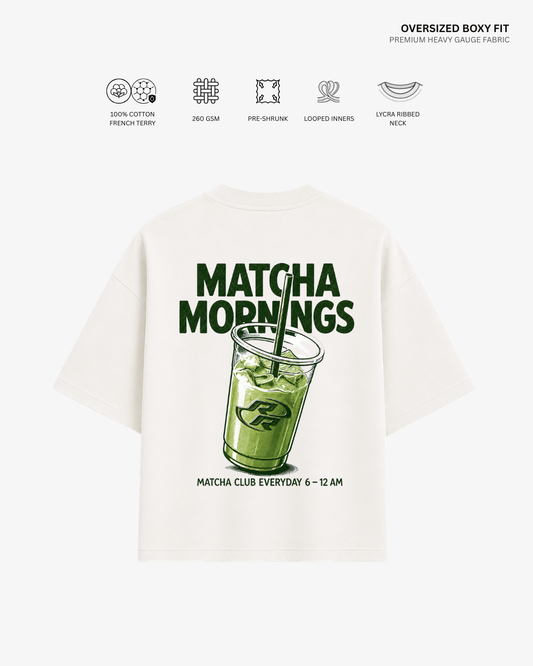 Morning Matcha French Terry Oversized T-Shirt | Antherr Originals OFF-WHITE Cotton French Terry 260 GSM