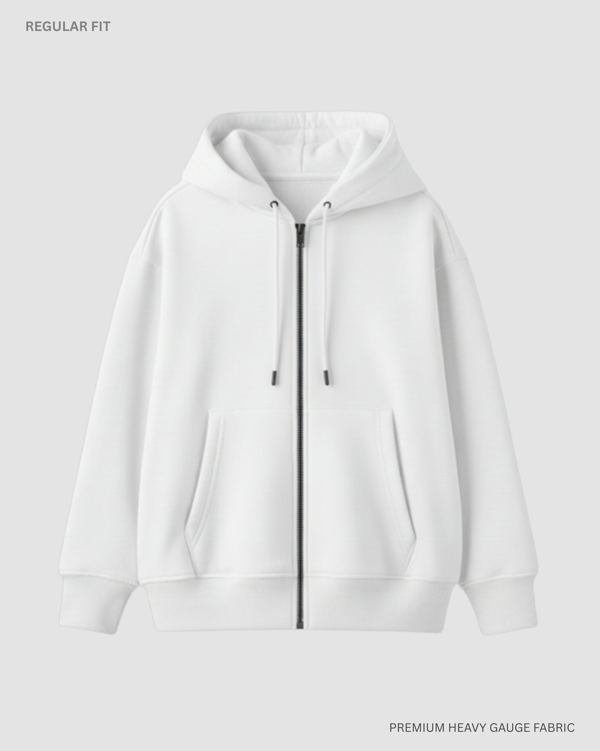 Basic White Unisex Winter Zipper Hoodies WHITE