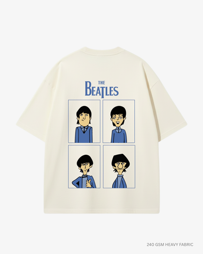 The Beatles Classic Band Graphic Unisex Oversized T-Shirt | Antherr Core Off-White Cotton 240 GSM