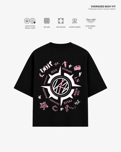 Stray Kids Do It French Terry Oversized T-Shirt | Antherr Core Black Cotton French Terry 260 GSM