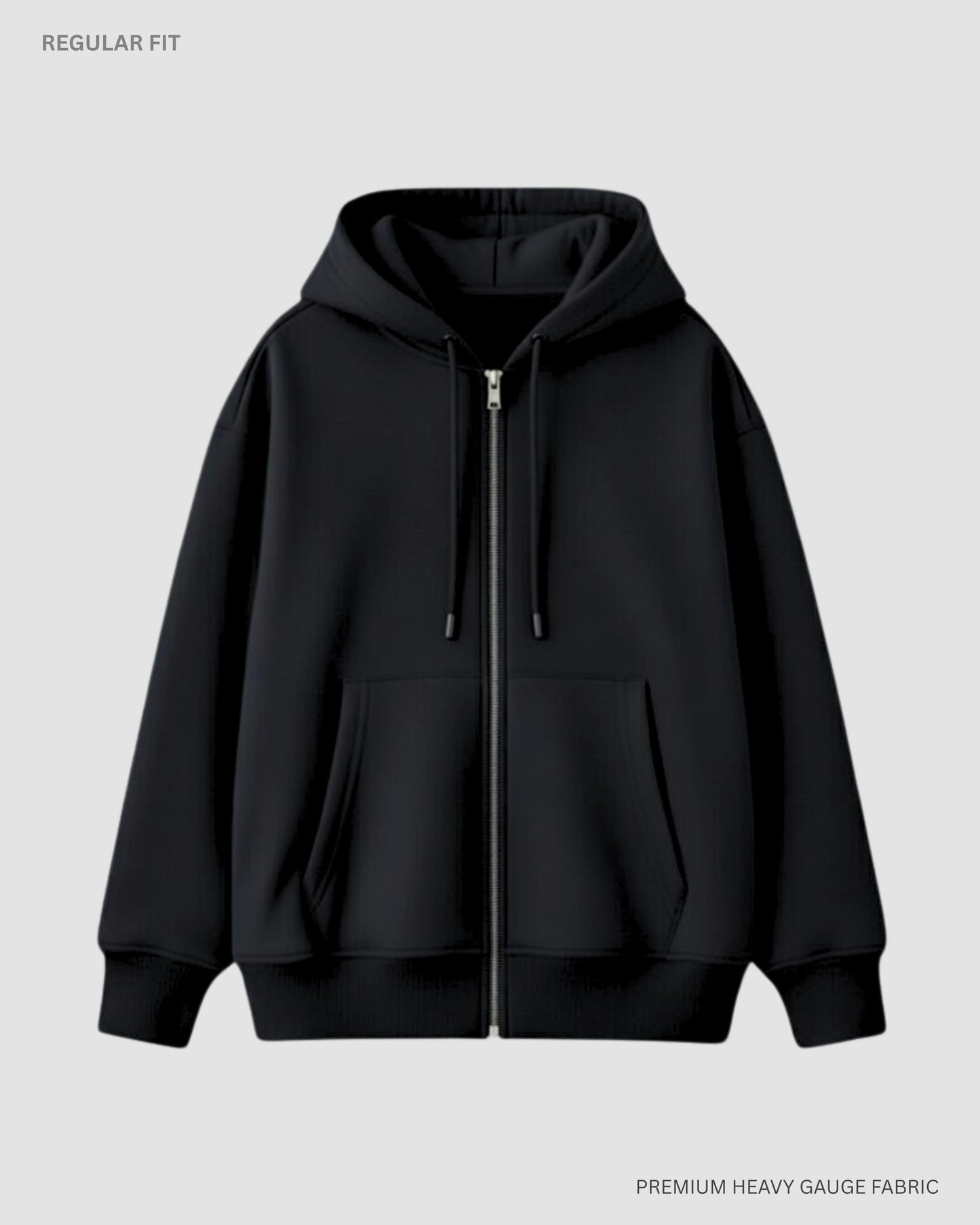 Basic Black Unisex Winter Zipper Hoodies BLACK